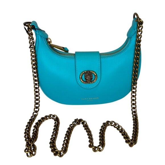 Kurt Geiger London Small Leather Chelsea Hobo Crossbody bag in Turquoise/Teal - Picture 2 of 8